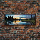 Photographic Panoramic of Banff National Park, Sunset Photography, National Park Art, Framed Canvas Print, Landscape Photography