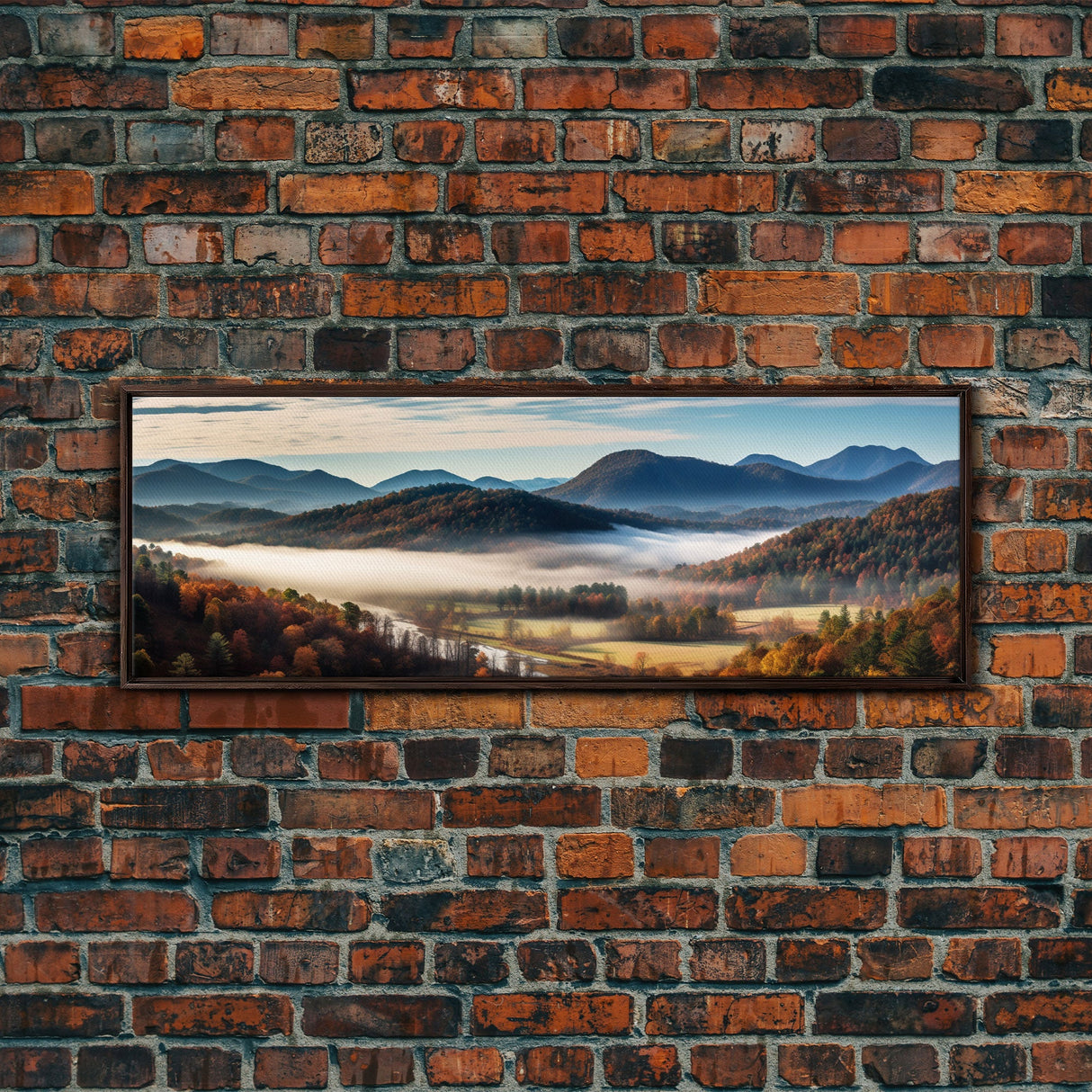 Photographic Panoramic of Blue Ridge Mountains National Parkway, Sunset Photography, Wall Art, Framed Canvas Print, Landscape Photography