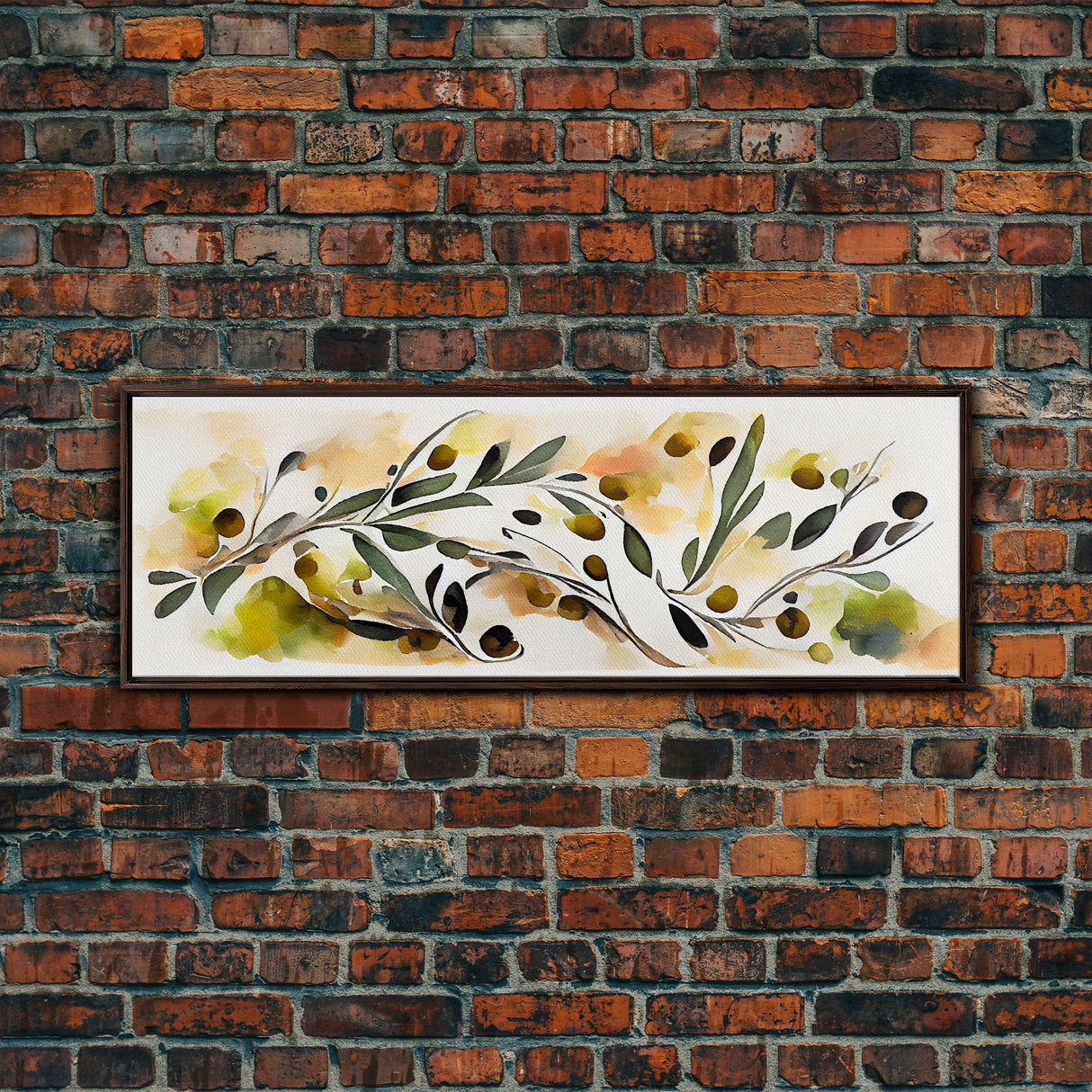 Apple Tree Leaves Wall Art, Ready To Hang Canvas Print, Panoramic Art, Floral Arrangement Wall Decor, Above Bed, Above Couch, Above Sofa