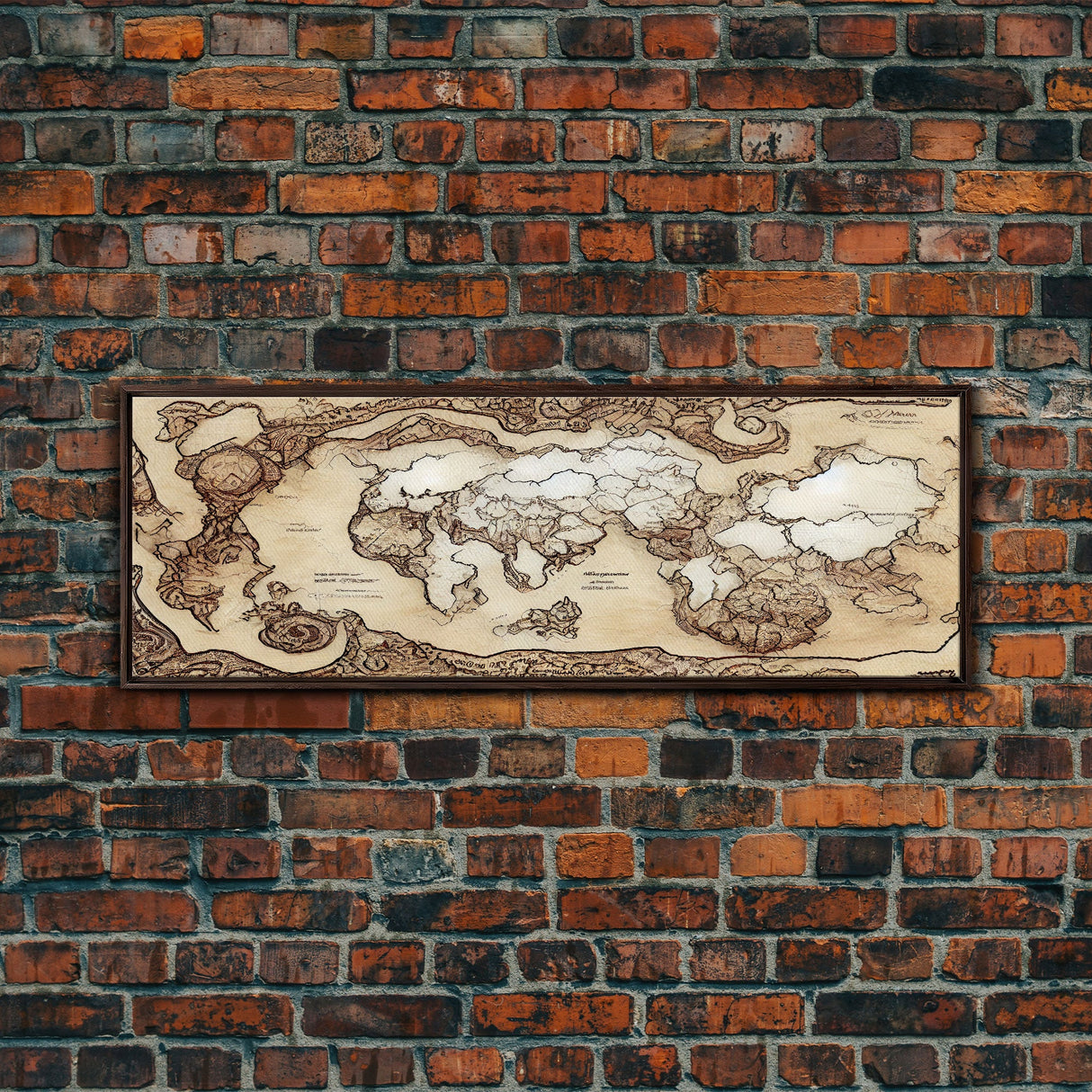 D&D RPG World Map Concept Art, Ready To Hang Canvas Print, Panoramic Art, Extra Wide Wall Decor, Cool Mancave Art, DND