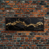 Black and Gold Marble Canvas Wall Art, Abstract Canvas Art, Panoramic Art, Large Wall Art, Marble Wall Decor, Large Canvas Art, Modern Art