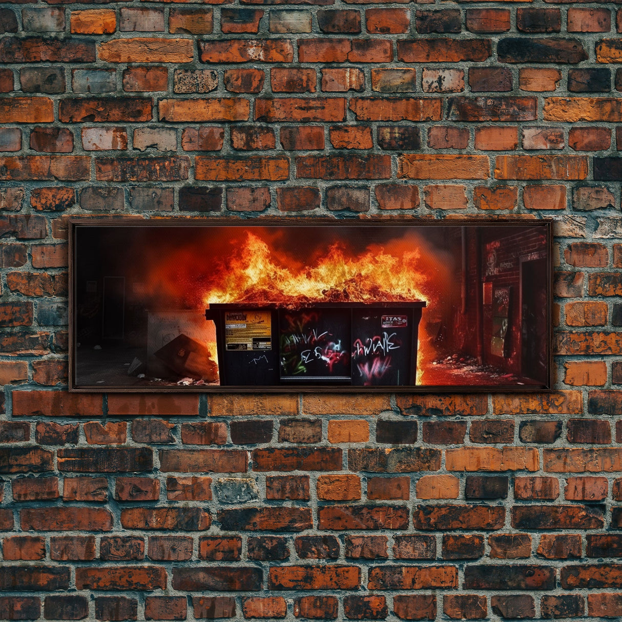 A Dumpster Fire, Panoramic Canvas Print, Wall Art, Living Room Wall Art