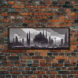 Dystopian Art Deco Style Architecture, Extra Large Wall Art, Framed Panoramic Canvas Print, Framed Wall Decor