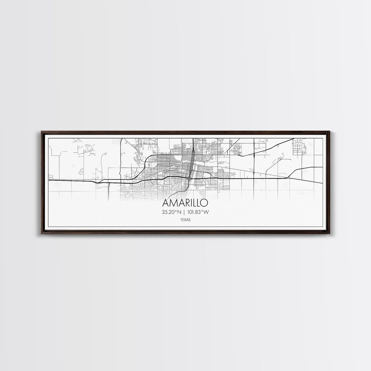 Panoramic Amarillo City Map, Texas Art, Map Print, Minimalist Wall Art, Canvas Art, Housewarming Gift, Street Map Art, Closing Gift