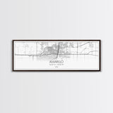 Panoramic Amarillo City Map, Texas Art, Map Print, Minimalist Wall Art, Canvas Art, Housewarming Gift, Street Map Art, Closing Gift