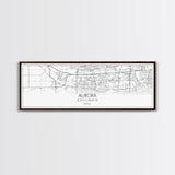 Panoramic Aurora City Map, Illinois Art, Map Print, Minimalist Wall Art, Canvas Art, Housewarming Gift, Street Map Art, Closing Gift