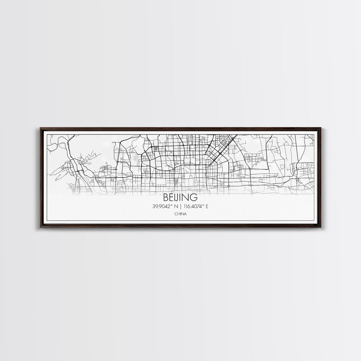 Panoramic Beijing City Map, China Art, Map Print, Minimalist Wall Art, Canvas Art, Housewarming Gift, Street Map Art, Closing Gift