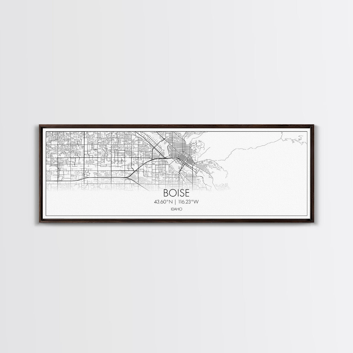 Panoramic Boise City Map, Idaho Art, Map Print, Minimalist Wall Art, Canvas Art, Housewarming Gift, Street Map Art, Closing Gift