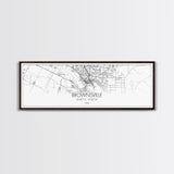 Panoramic Brownsville City Map, Texas Art, Map Print, Minimalist Wall Art, Canvas Art, Housewarming Gift, Street Map Art, Closing Gift