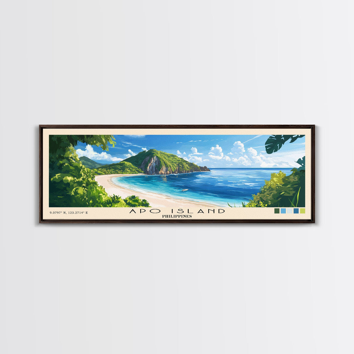 Apo Island, Philippines Panoramic Print, Vacation Gift, Philippines Wall Art, Beach Painting, Beach Decor, Beach Or Lakehouse Art