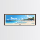 Arashi Beach, Aruba Panoramic Print, Vacation Gift, Aruba Wall Art, Beach Painting, Beach Decor, Large Wall Art, Wood Frame Art