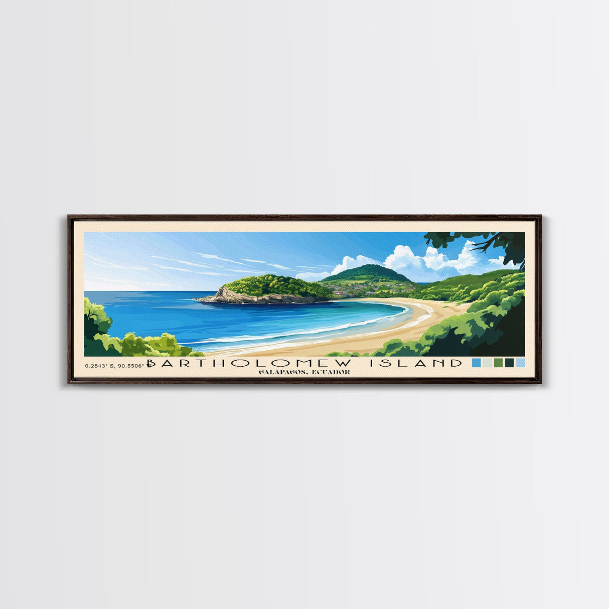 Bartholomew Island, Galapagos, Ecuador Panoramic Beach Print, Vacation Gift, Galapagos, Ecuador Wall Art, Framed Canvas Print, Framed Beach Painting