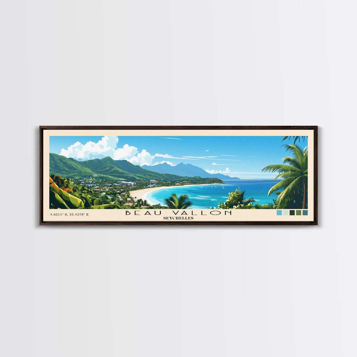 Beau Vallon, Seychelles Panoramic Print, Vacation Gift, Seychelles Wall Art, Vacation Wall Art, Vacatation Memories, Beach Decor, Beach Or Lakehouse Art