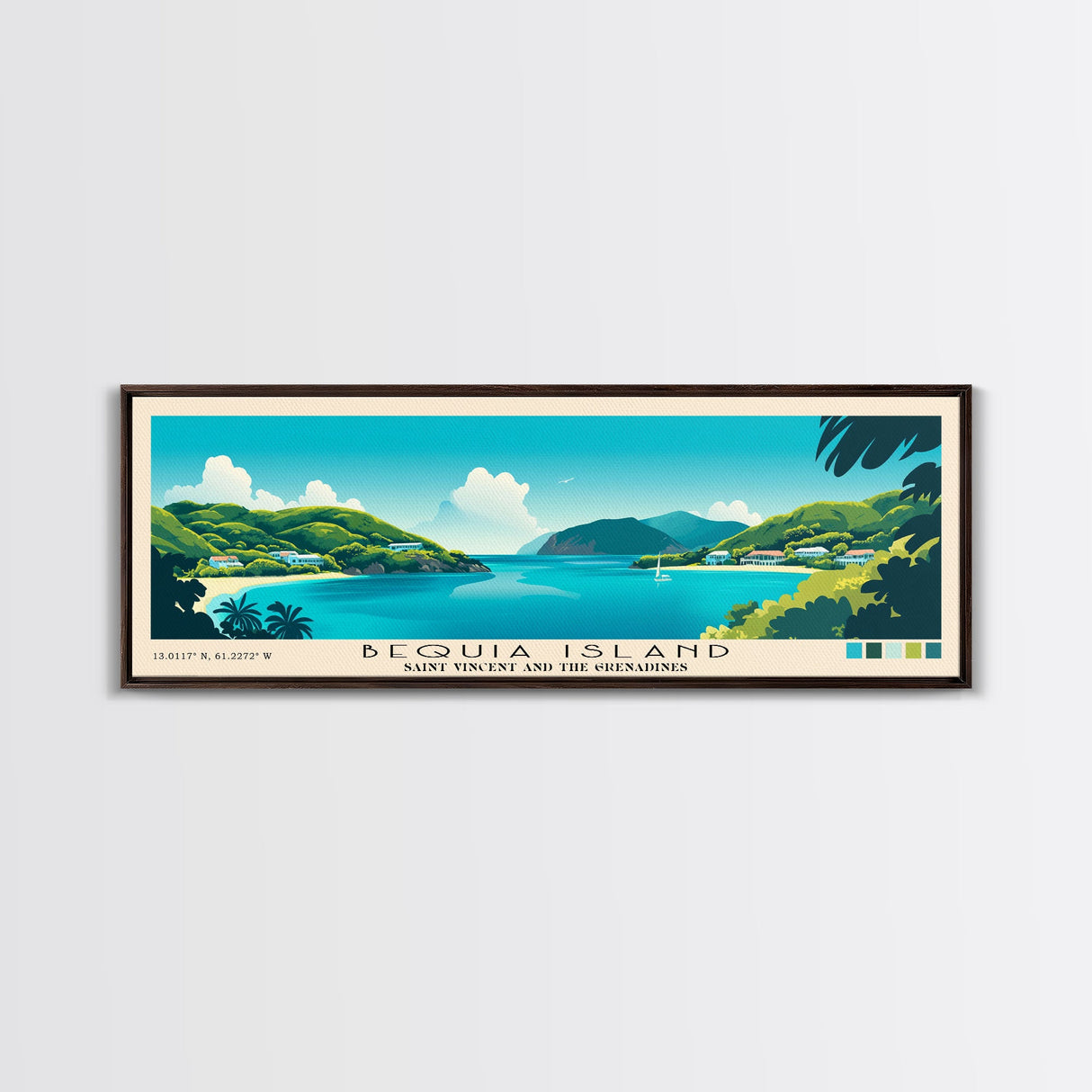 Bequia Island, Saint Vincent and the Grenadines Panoramic Print, Vacation Gift, Saint Vincent and the Grenadines Wall Art, Vacation Wall Art, Vacatation Memories, Beach Decor, Beach Or Lakehouse Art