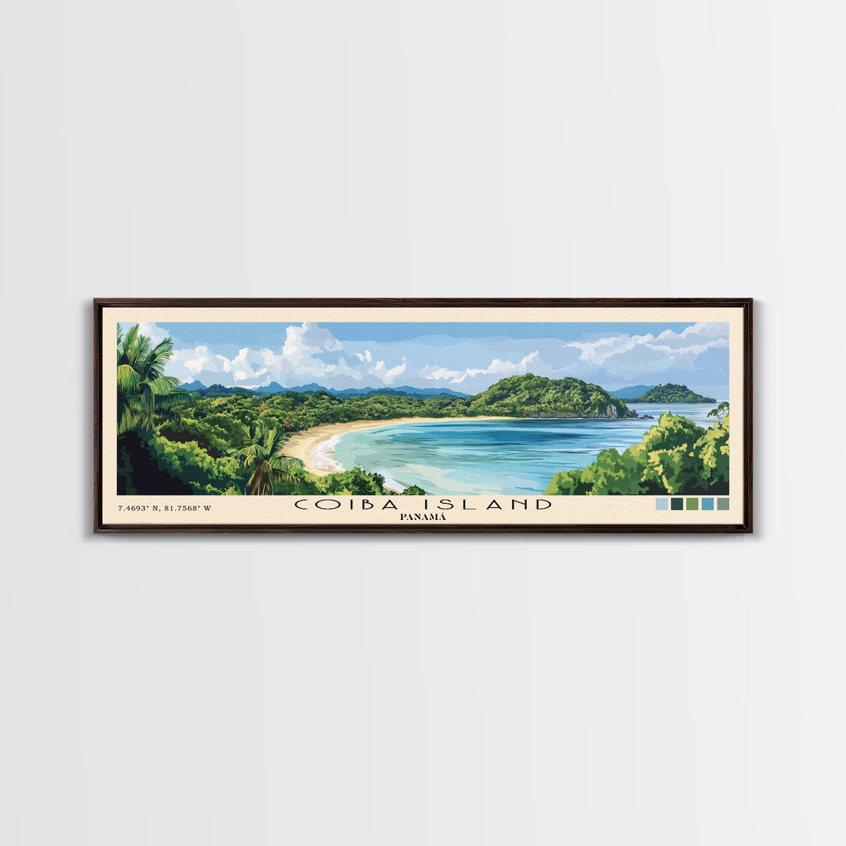 Coiba Island, Panamá Panoramic Beach Print, Vacation Gift, Panamá Wall Art, Beach Painting, Beach Decor, Beach Painting