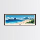 Copacabana, Brazil Panoramic Beach Print, Vacation Gift, Brazil Wall Art, Framed Canvas Print, Framed Beach Painting