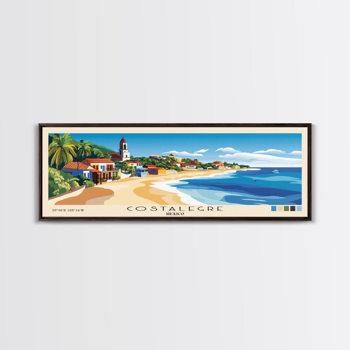 Costalegre, Mexico Panoramic Print, Vacation Gift, Mexico Wall Art, Beach Painting, Beach Decor, Beach Or Lakehouse Art