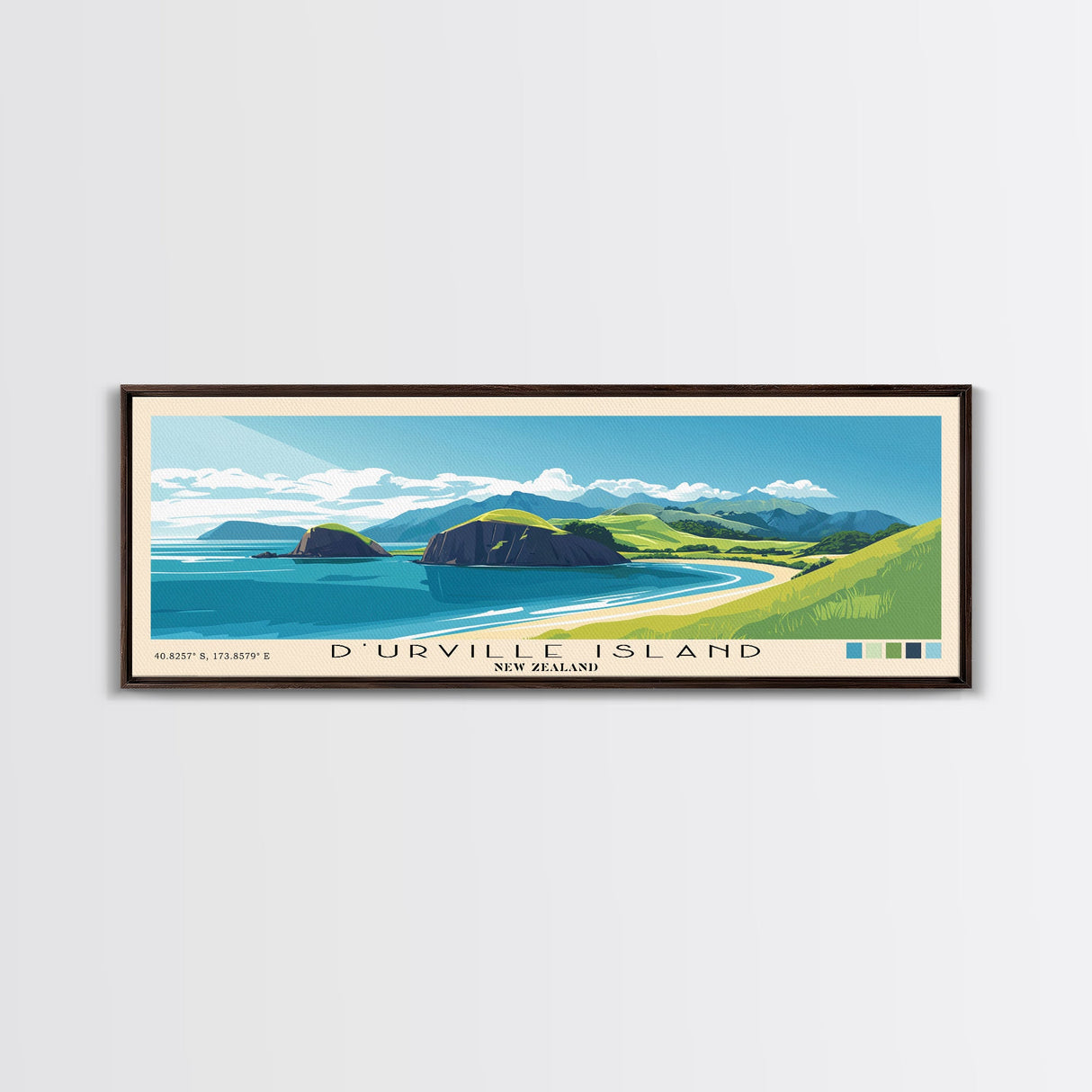 D’Urville Island, New Zealand Panoramic Print, Vacation Gift, New Zealand Wall Art, Beach Painting, Beach Decor, Large Wall Art, Wood Frame Art