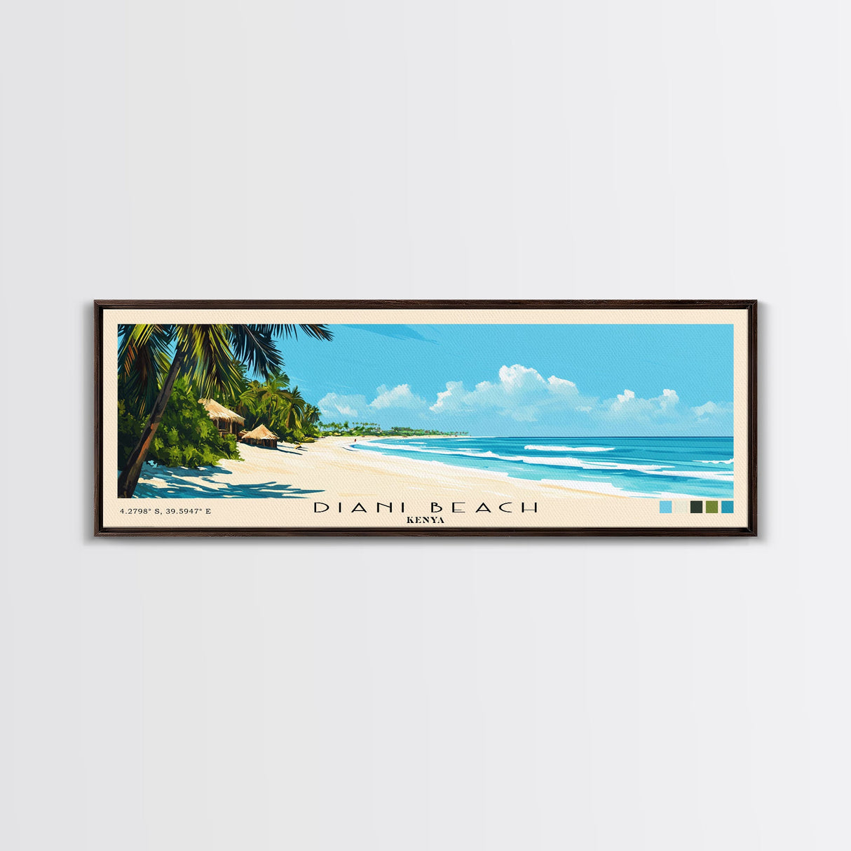 Diani Beach, Kenya Panoramic Print, Vacation Gift, Kenya Wall Art, Beach Painting, Beach Decor, Large Wall Art, Wood Frame Art