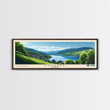 Edersee, Germany Panoramic Print, Vacation Gift, Germany Wall Art, Beach Painting, Beach Decor, Large Wall Art, Wood Frame Art