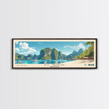 El Nido, Philippines Panoramic Print, Vacation Gift, Philippines Wall Art, Beach Painting, Beach Decor, Large Wall Art, Wood Frame Art