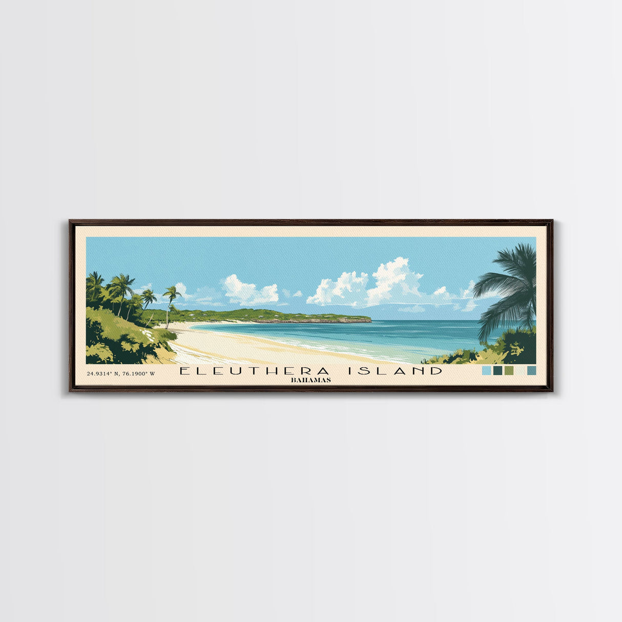 Eleuthera Island, Bahamas Panoramic Beach Print, Vacation Gift, Bahamas Wall Art, Beach Painting, Beach Decor, Beach Painting