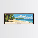 Flamenco Beach, Puerto Rico Panoramic Print, Vacation Gift, Puerto Rico Wall Art, Beach Painting, Beach Decor, Large Wall Art, Wood Frame Art