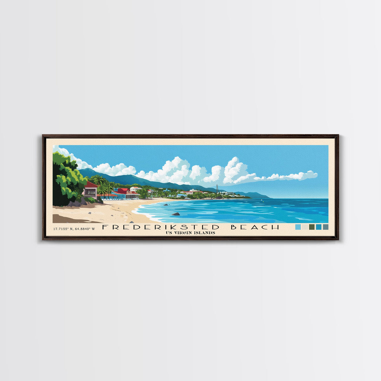 Frederiksted Beach, US Virgin islands Panoramic Print, Vacation Gift, US Virgin islands Wall Art, Beach Painting, Beach Decor, Beach Or Lakehouse Art