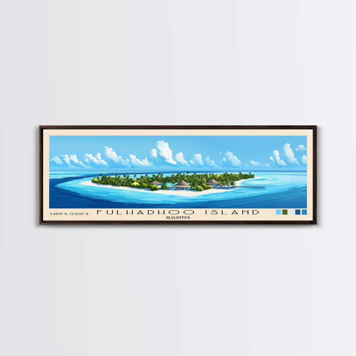 Fulhadhoo Island, Maldives Panoramic Print, Vacation Gift, Maldives Wall Art, Beach Painting, Beach Decor, Beach Or Lakehouse Art