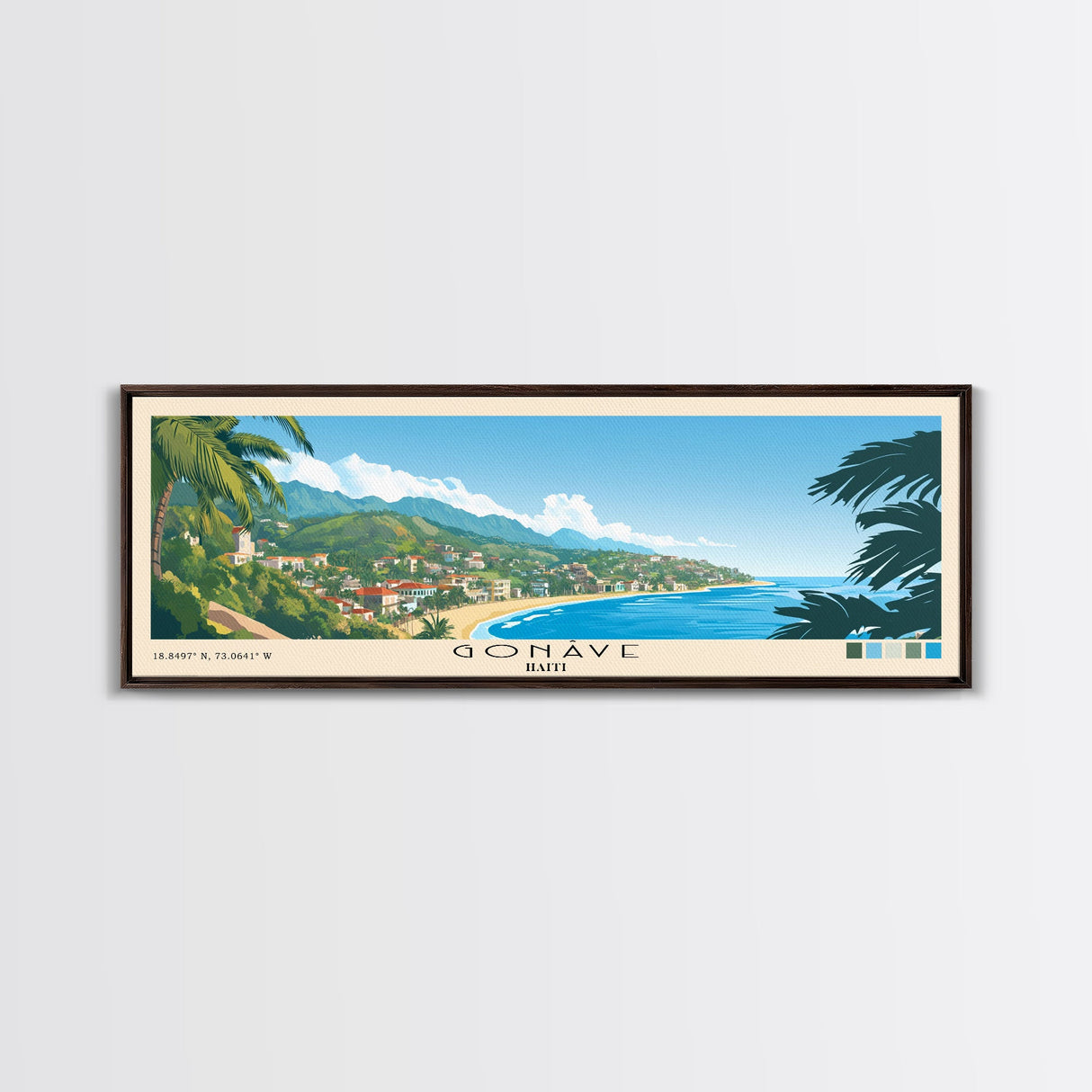 Gonâve, Haiti Panoramic Beach Print, Vacation Gift, Haiti Wall Art, Framed Canvas Print, Framed Beach Painting