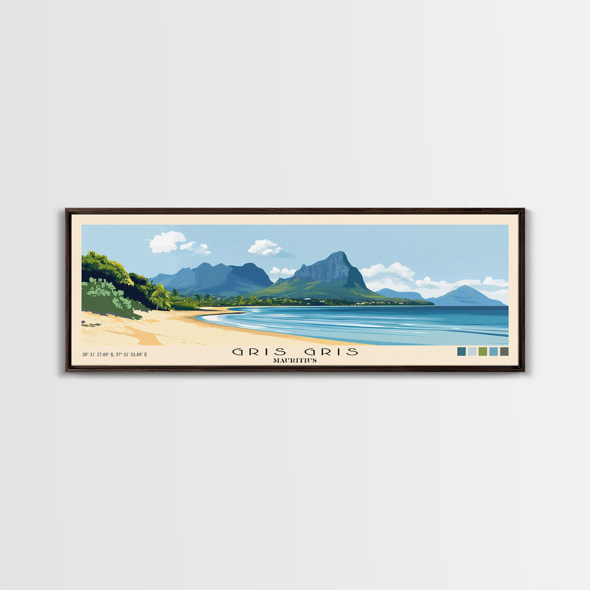 Gris Gris, Mauritius Panoramic Print, Vacation Gift, Mauritius Wall Art, Beach Painting, Beach Decor, Beach Or Lakehouse Art