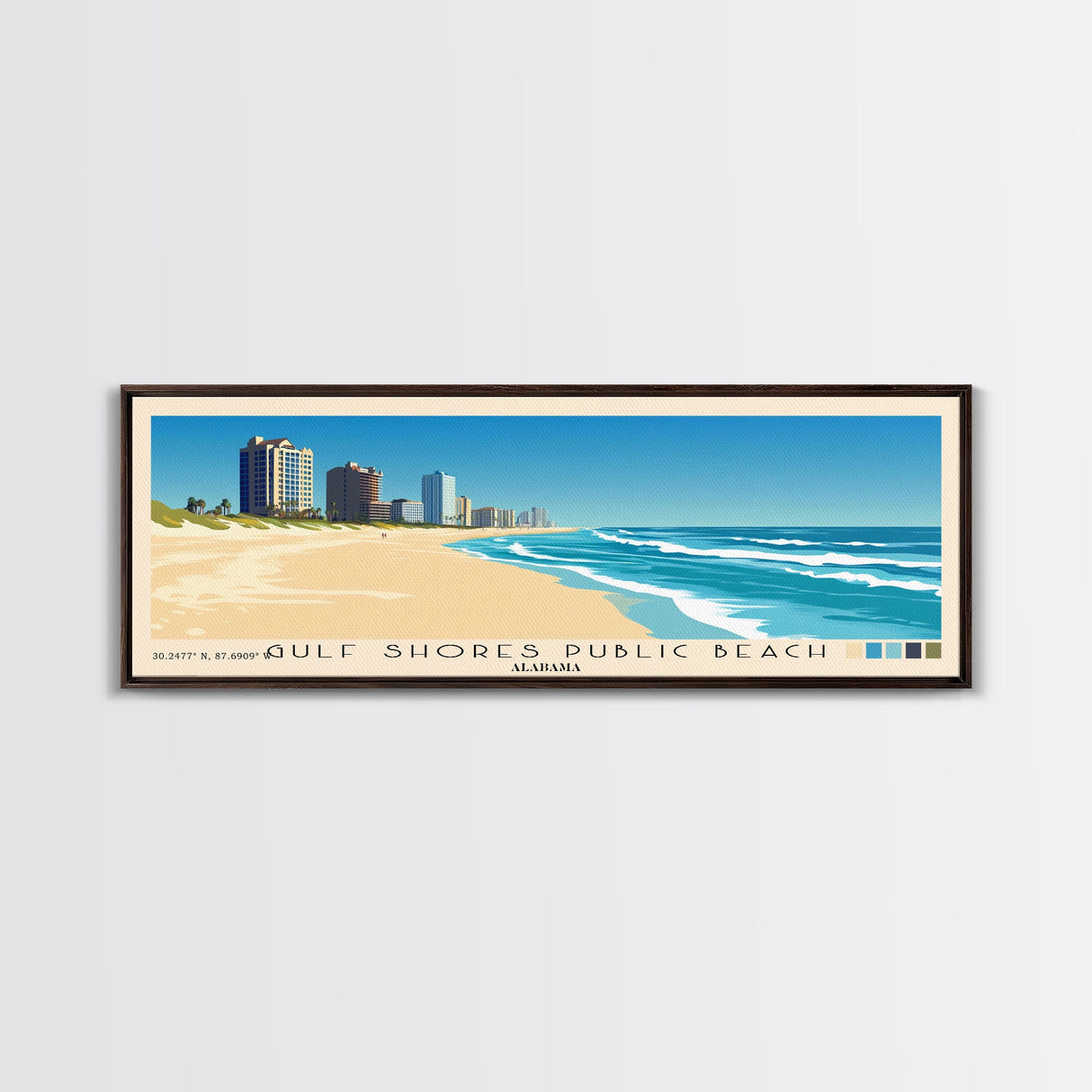 Gulf Shores Public Beach, Alabama Panoramic Beach Print, Vacation Gift, Alabama Wall Art, Beach Painting, Beach Decor, Beach Painting