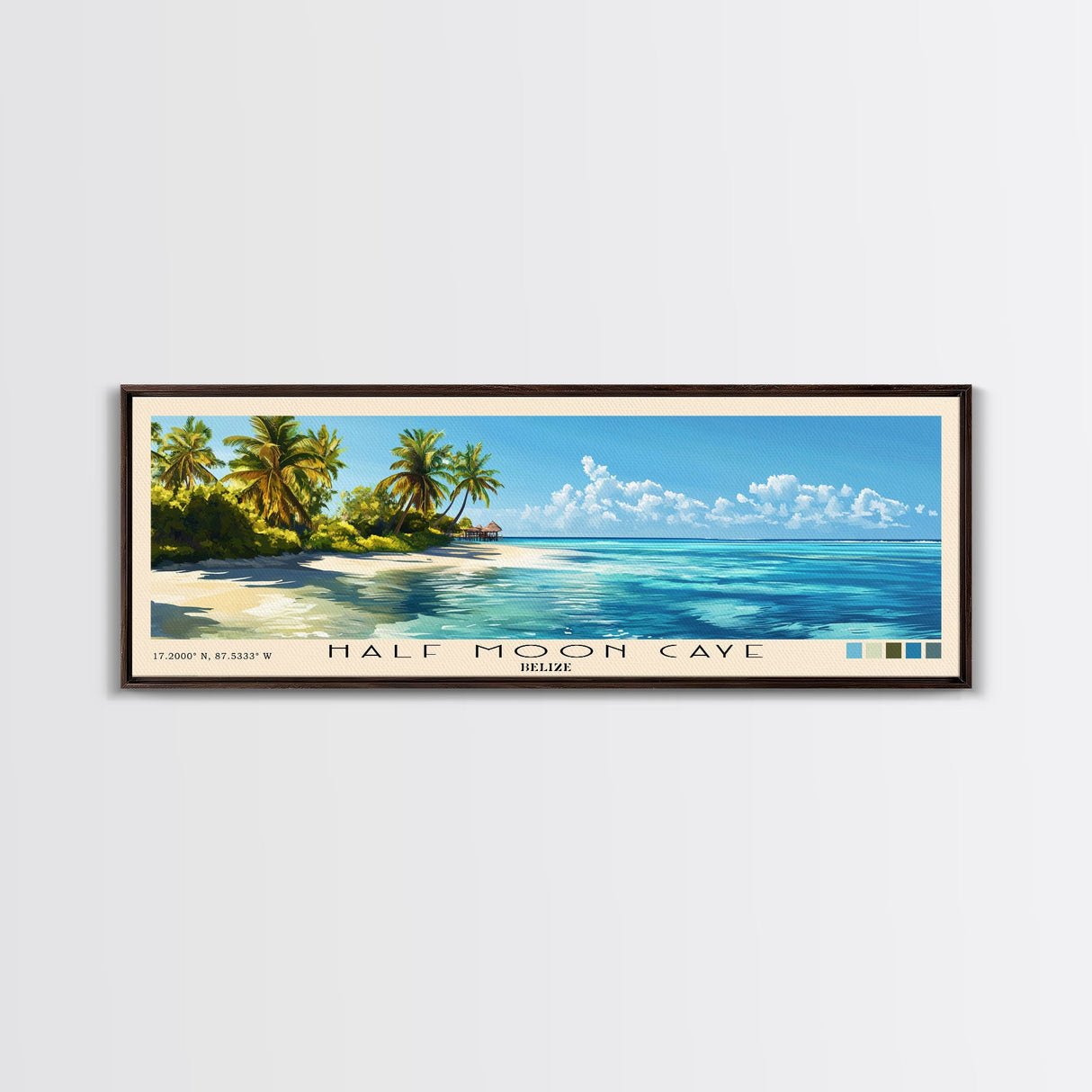 Half Moon Caye, Belize Panoramic Print, Vacation Gift, Belize Wall Art, Beach Painting, Beach Decor, Beach Or Lakehouse Art