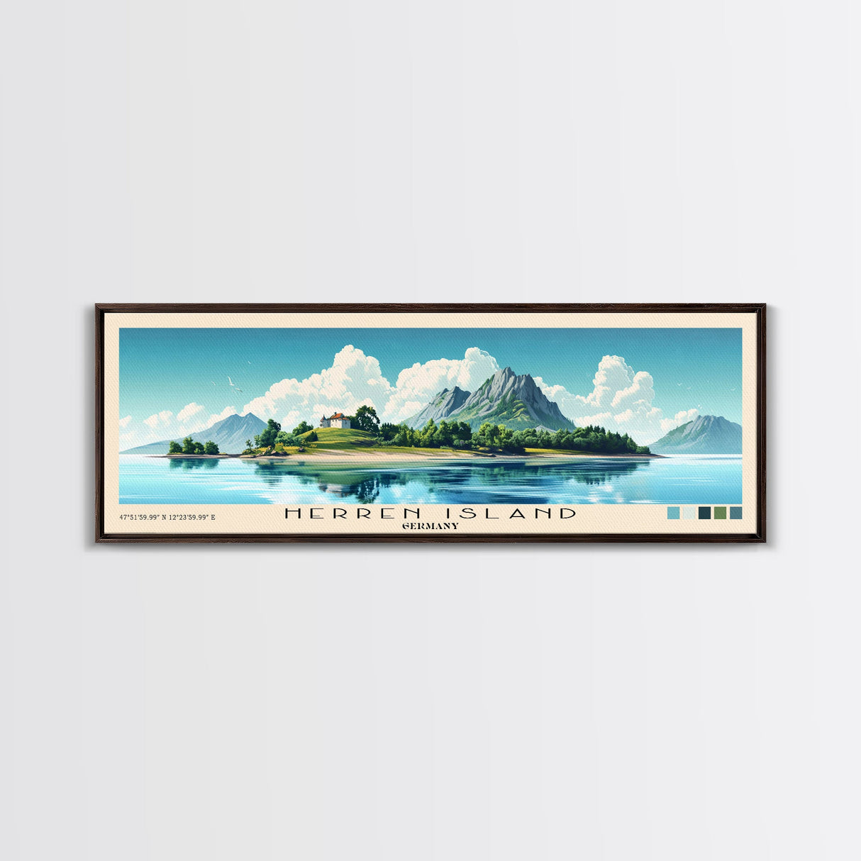 Herren Island, Germany Panoramic Beach Print, Vacation Gift, Germany Wall Art, Beach Painting, Beach Decor, Beach Painting