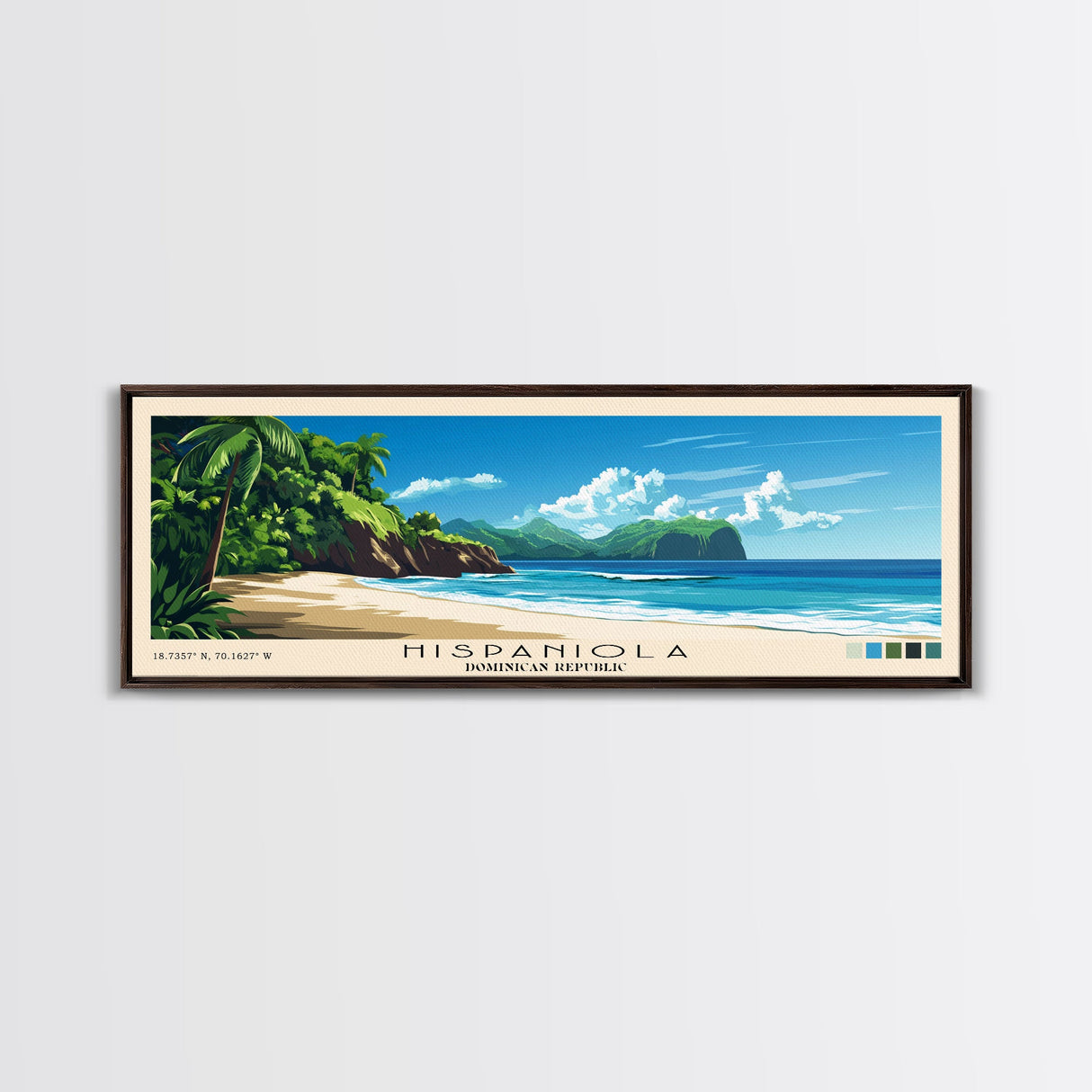 Hispaniola, Dominican Republic Panoramic Print, Vacation Gift, Dominican Republic Wall Art, Beach Painting, Beach Decor, Beach Or Lakehouse Art