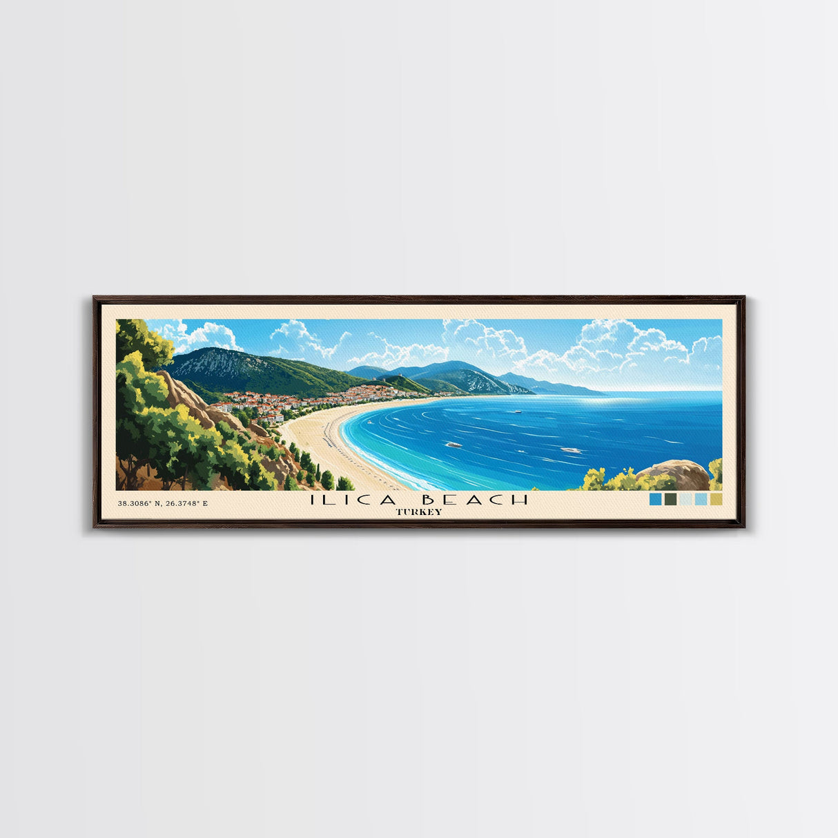 Ilıca Beach, Turkey Panoramic Print, Vacation Gift, Turkey Wall Art, Beach Painting, Beach Decor, Beach Or Lakehouse Art