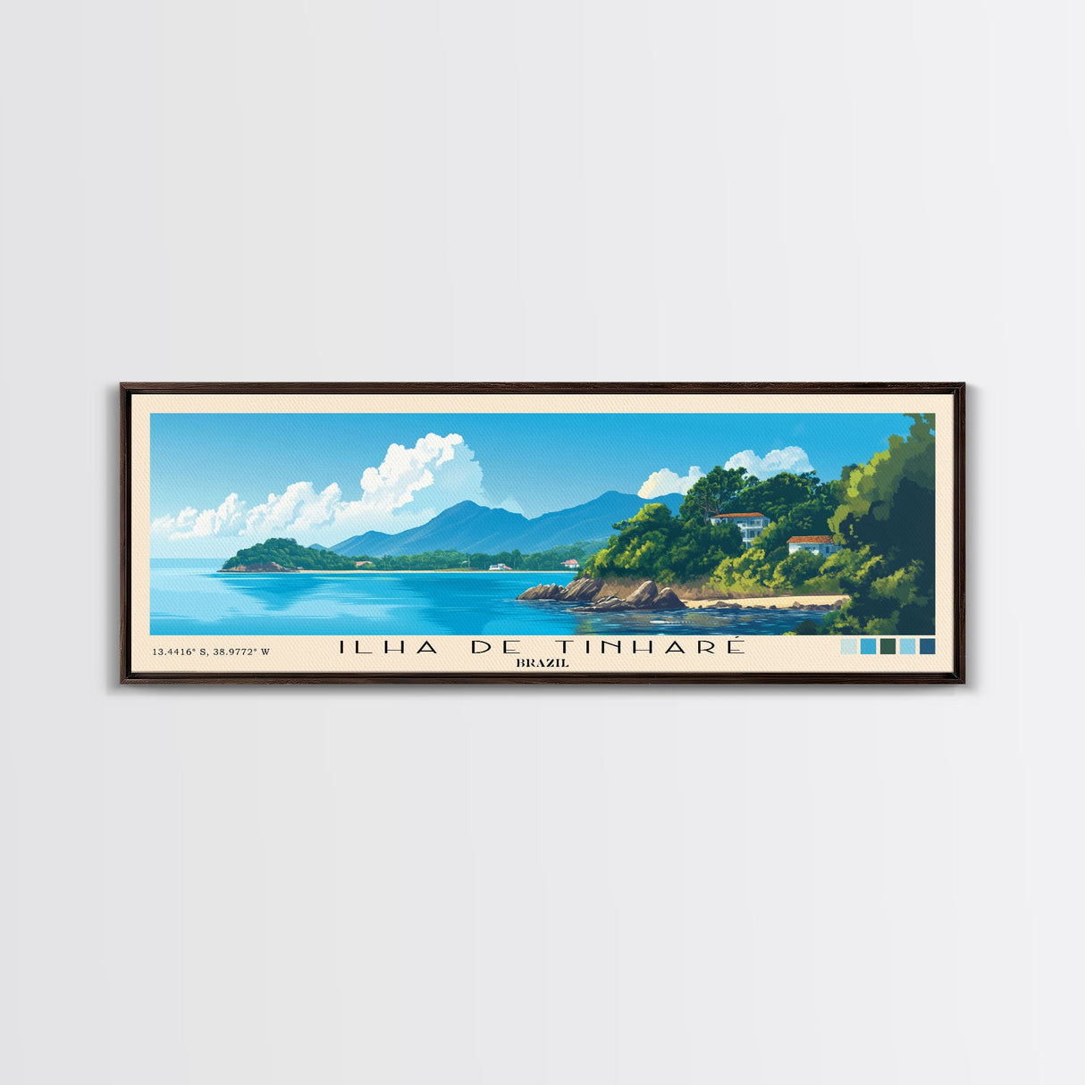 Ilha de Tinharé, Brazil Panoramic Beach Print, Vacation Gift, Brazil Wall Art, Framed Canvas Print, Framed Beach Painting