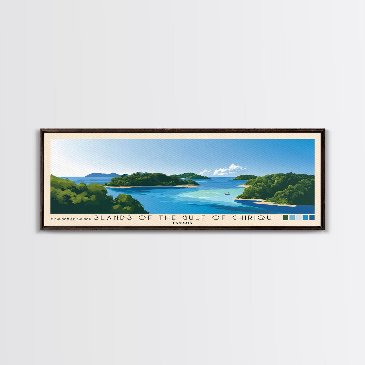 Islands of the Gulf of Chiriqui, Panamá Panoramic Print, Vacation Gift, Panamá Wall Art, Beach Painting, Beach Decor, Beach Or Lakehouse Art