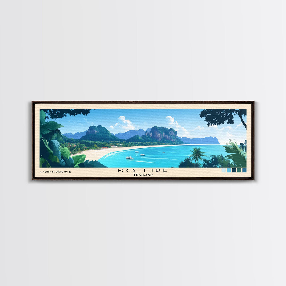 Ko Lipe, Thailand Panoramic Print, Vacation Gift, Thailand Wall Art, Beach Painting, Beach Decor, Beach Or Lakehouse Art