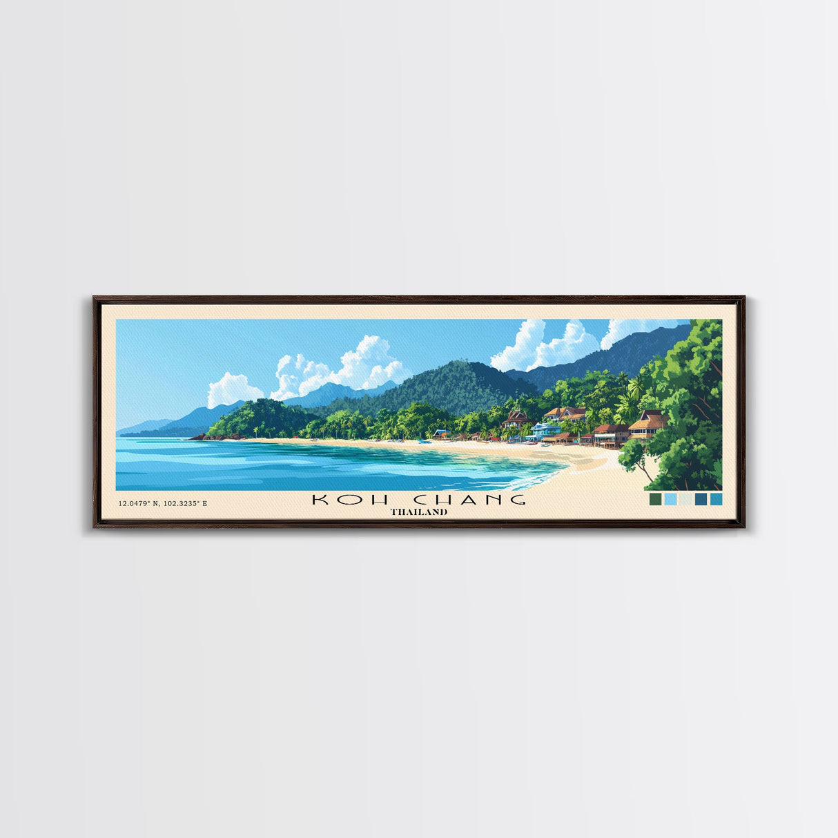 Koh Chang, Thailand Panoramic Beach Print, Vacation Gift, Thailand Wall Art, Framed Canvas Print, Framed Beach Painting