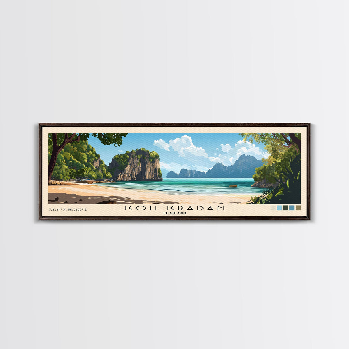 Koh Kradan, Thailand Panoramic Print, Vacation Gift, Thailand Wall Art, Beach Painting, Beach Decor, Beach Or Lakehouse Art