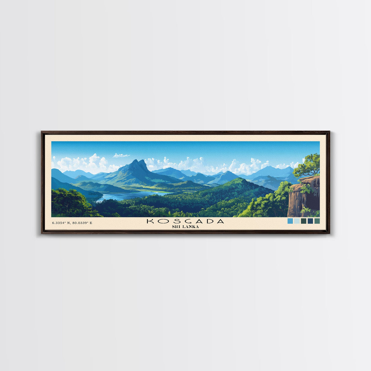 Kosgada, Sri Lanka Panoramic Beach Print, Vacation Gift, Sri Lanka Wall Art, Beach Painting, Beach Decor, Beach Painting