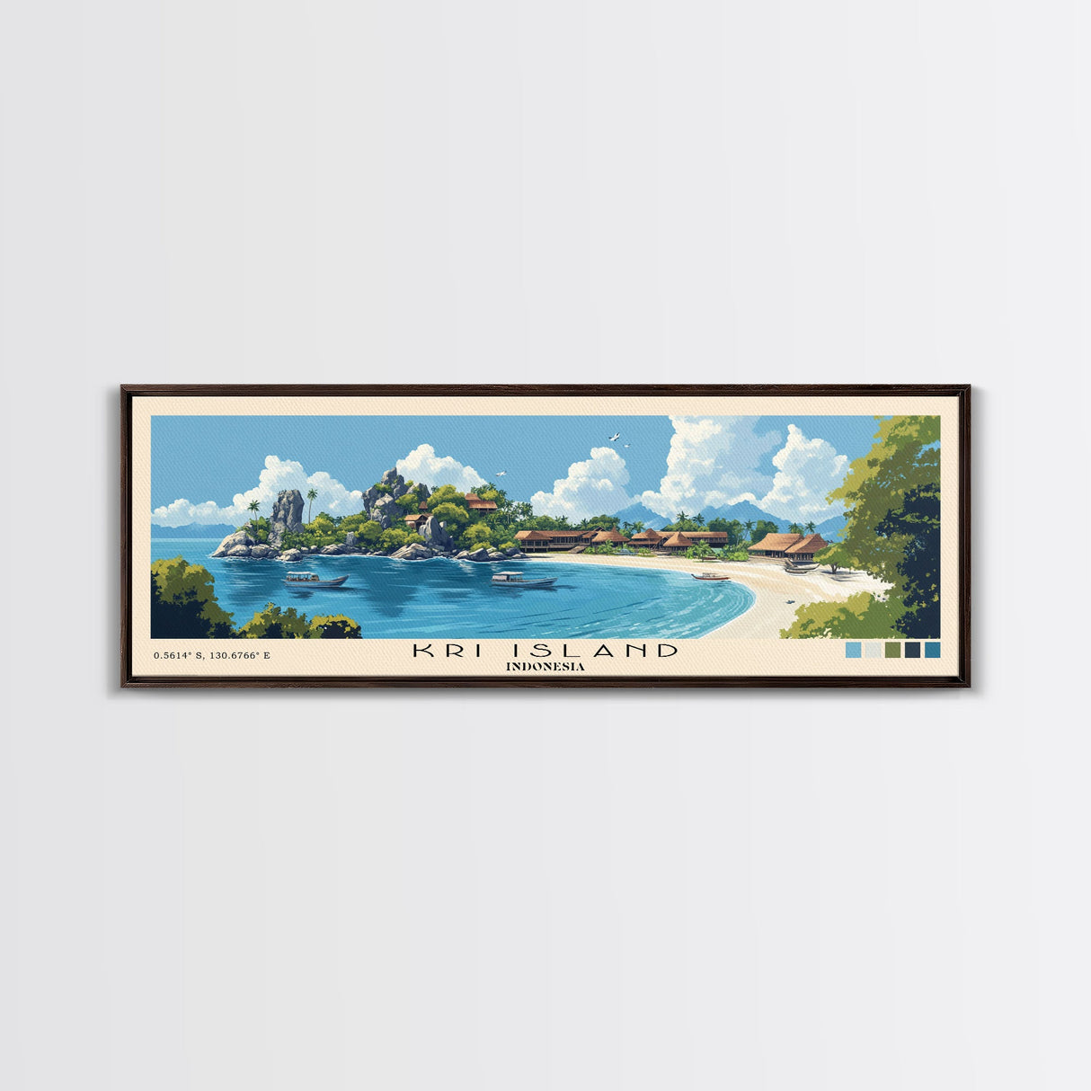 Kri Island, Indonesia Panoramic Print, Vacation Gift, Indonesia Wall Art, Beach Painting, Beach Decor, Beach Or Lakehouse Art