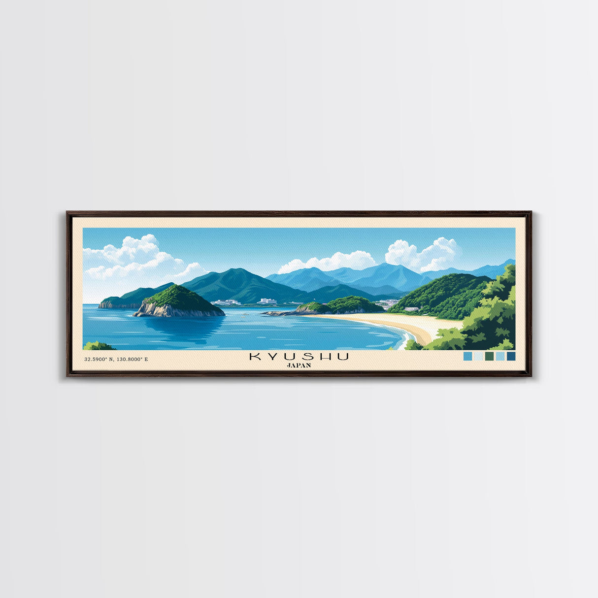 Kyushu, Japan Panoramic Beach Print, Vacation Gift, Japan Wall Art, Framed Canvas Print, Framed Beach Painting