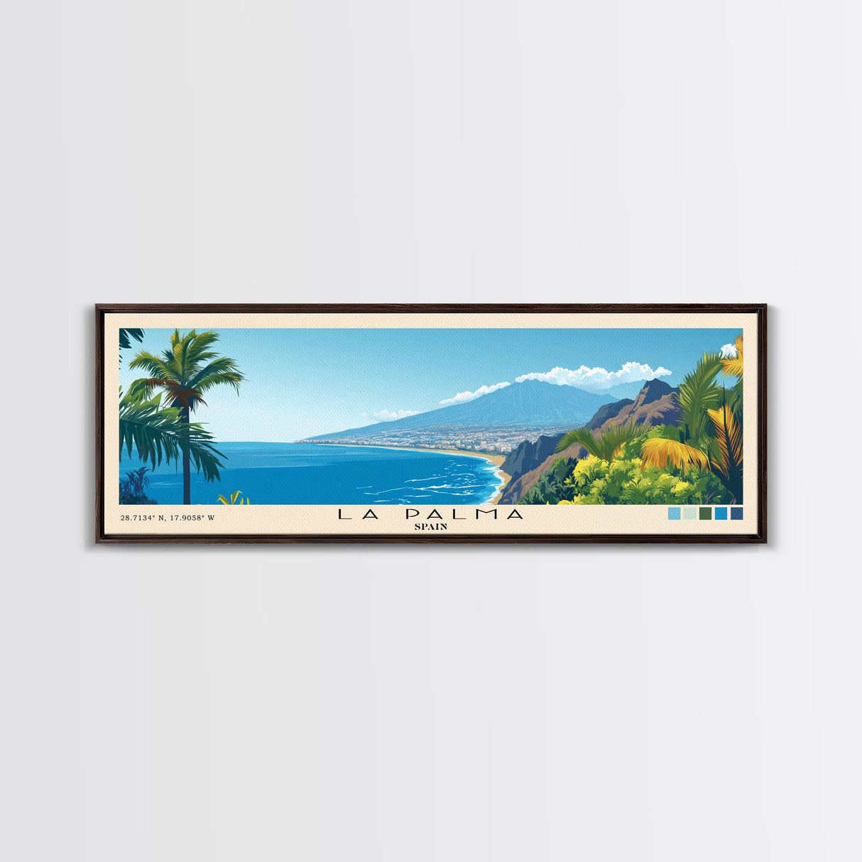 La Palma, Spain Panoramic Beach Print, Vacation Gift, Spain Wall Art, Beach Painting, Beach Decor, Beach Painting