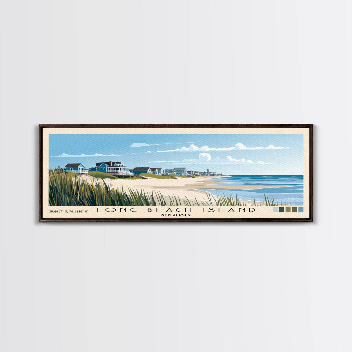 Long Beach Island, New Jersey Panoramic Print, Vacation Gift, New Jersey Wall Art, Beach Painting, Beach Decor, Beach Or Lakehouse Art