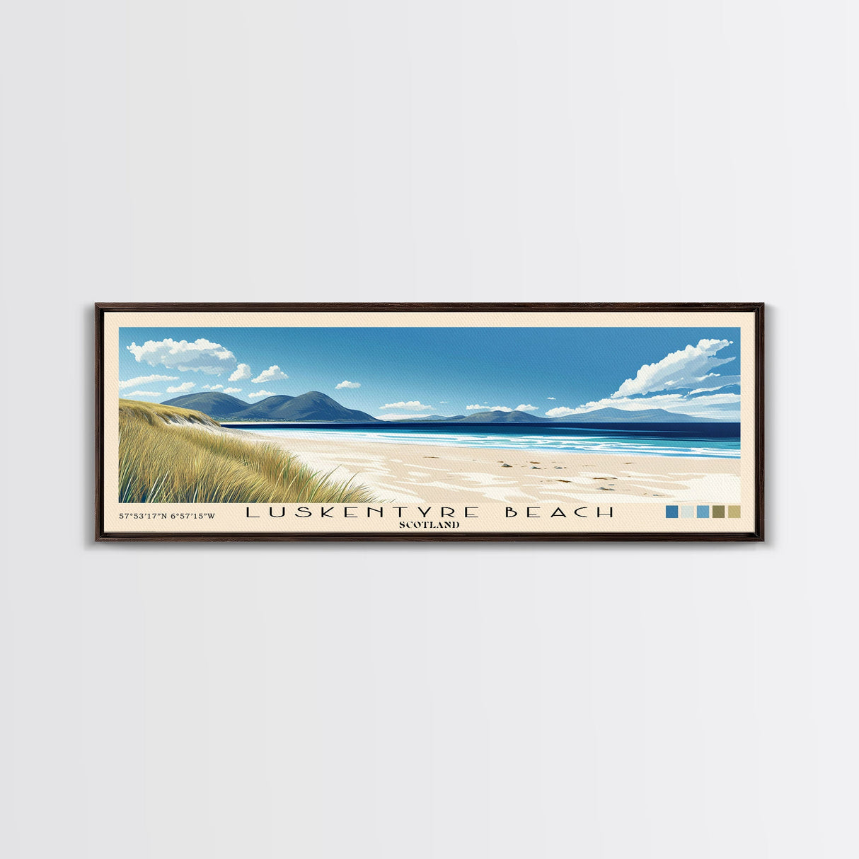 Luskentyre Beach, Scotland Panoramic Beach Print, Vacation Gift, Scotland Wall Art, Beach Painting, Beach Decor, Beach Painting