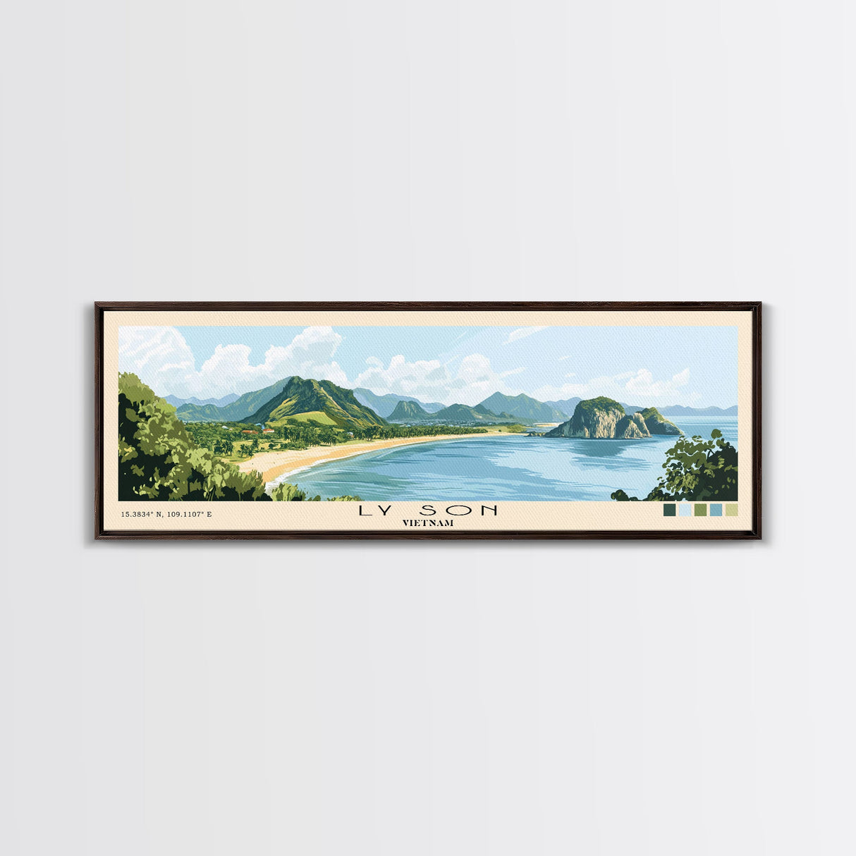 Ly Son, Vietnam Panoramic Beach Print, Vacation Gift, Vietnam Wall Art, Framed Canvas Print, Framed Beach Painting