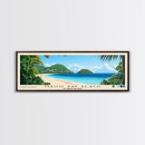 Maho Bay Beach, US Virgin islands Panoramic Beach Print, Vacation Gift, US Virgin islands Wall Art, Framed Canvas Print, Framed Beach Painting