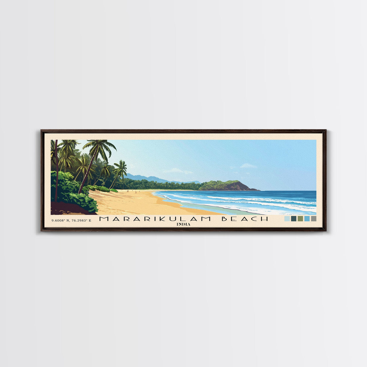 Mararikulam Beach, India Panoramic Print, Vacation Gift, India Wall Art, Beach Painting, Beach Decor, Large Wall Art, Wood Frame Art